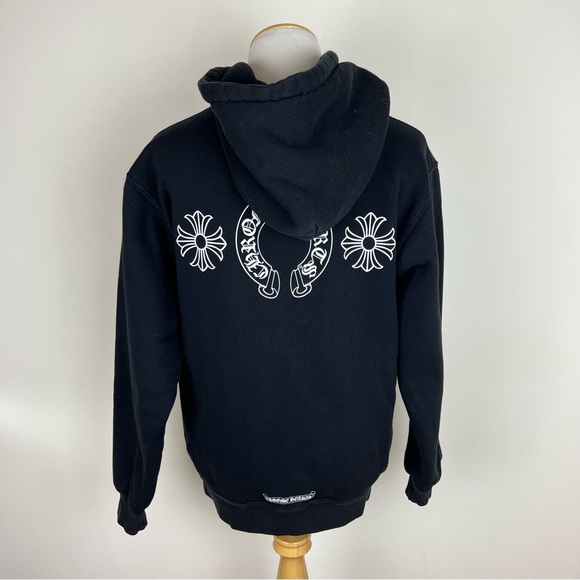 Chrome Hearts Tops - Chrome Hearts Horseshoe Cross Zip Up Hoodie Sweatshirt Jacket Size M Black B23